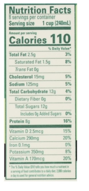 1% Milk - Organic - Nutrition