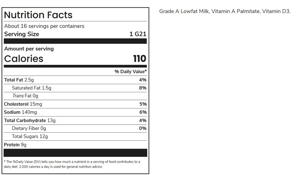 1% Milk - Nutrition