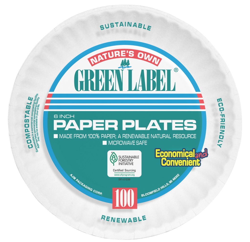 Lightweight 6" Paper Plates - 1000ct