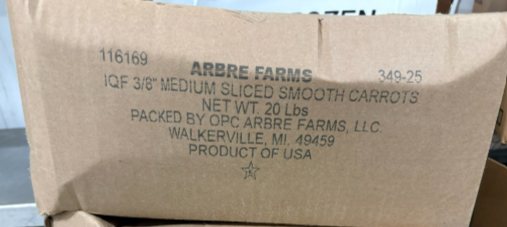 NEWSLETTER SPECIAL - Frozen Sliced Carrots - 20lb